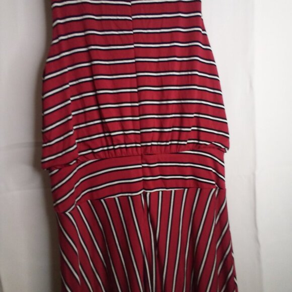 Loft Dress Women XS Sleeveless Soft Stretch Stripe Red Black - Picture 13 of 15